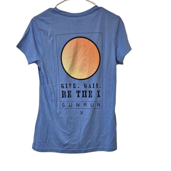 Nike Dri-Fit Women's Blue Polyester Crewneck Short Sleeve Give-Gain-Be the X Sun - Picture 2 of 9